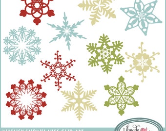 Snowflake clip art, winter clip art, Christmas clip art, whimsy snowflake clip art, quirky snowflake clip art, C38