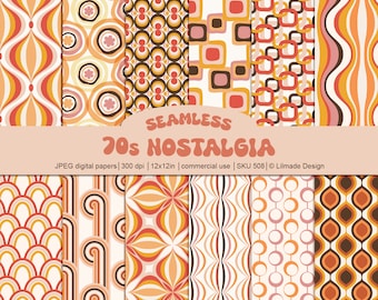 70s backgrounds, 70s seamless digital paper, retro, Mid-century patterns, hippy groovy digital prints, 70s nostalgia, trendy patterns, P509