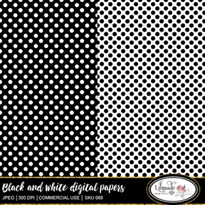 Black and White Digital Paper Pack, Stripe, Damask, Lace (JPEG) image 6
