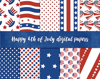 Happy 4th of July  digital papers for commercial use , Independence Day digital papers, July 4th scrapbook papers, P75