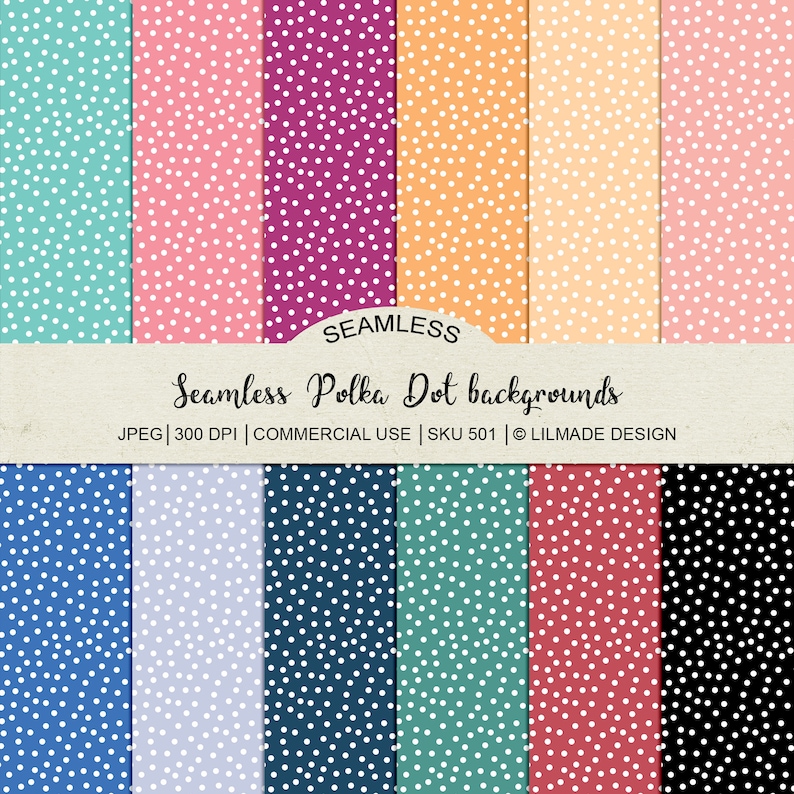 Seamless polka dot paper for commercial use, snow pattern, spotty pattern, printable backgrounds for teachers and planner designers, P501 image 1