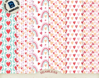 Seamless heart shaped patterns in layered PSD files to make digital papers, seamless layered overlays, seamless Photoshop template, P 500