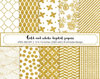 Gold glitter digital paper, glitter paper, gold glitter scrapbook paper, festive digital papers papers, glam papers, commercial use P442