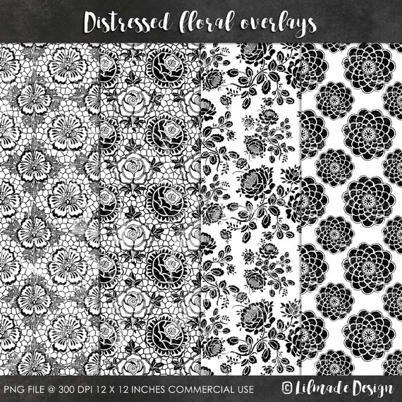 Distressed floral patterns, paper template, Photoshop overlay, vintage, shabby, Photoshop template, digital paper template, overlay P244 Il_570xn