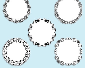 Ornate frame clipart,monogram frames, digital lace frame, vector frame clipart, vector monogram, table number template, PSD templates, F320