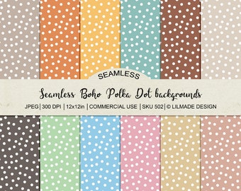 Boho Polka Dot Paper, Seamless Printable Backgrounds (JPEG)