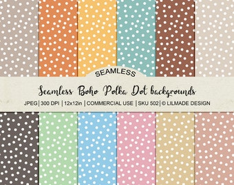 Seamless, boho inspired large polka dot paper for commercial use, spotty pattern, printable backgrounds for teachers and planner design P502