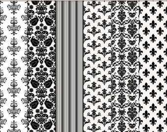 Seamless vintage patterns in PNG files, Victorian patterns, paper template, Photoshop template, junk journal paper, damask patterns, P121