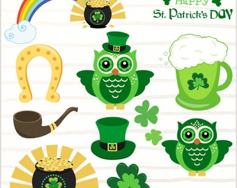St. Patrick's Day clipart,horseshoe, shamrock, rainbow clipart, leprechaun, St. Patrick clover,lucky Irish clipart, St Patricks day