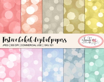 Bokeh digital papers, bokeh textures, bokeh backgrounds for planner design, photography and scrapbooking, P 321