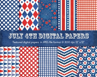 July 4th digital papers for commercial use , Independence Day digital papers, July 4th scrapbook papers, July 4th planner supplies P168