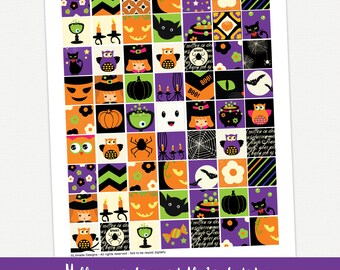 Halloween Collage Sheet, 2,5 cm große Quadrate (JPEG, PDF)