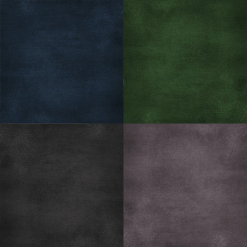 May include: A digital collage of four textured squares in shades of blue, green, gray, and purple.