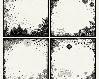 Winter and Christmas digital scrapbook overlays, Christmas paper template, PNG Photoshop template, winter paper, winter Christmas planner