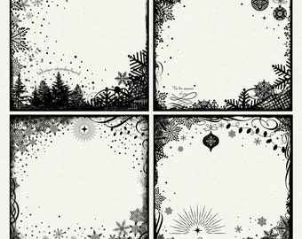 Winter Christmas Scrapbook Overlays, PNG Paper Template (Digital Download)