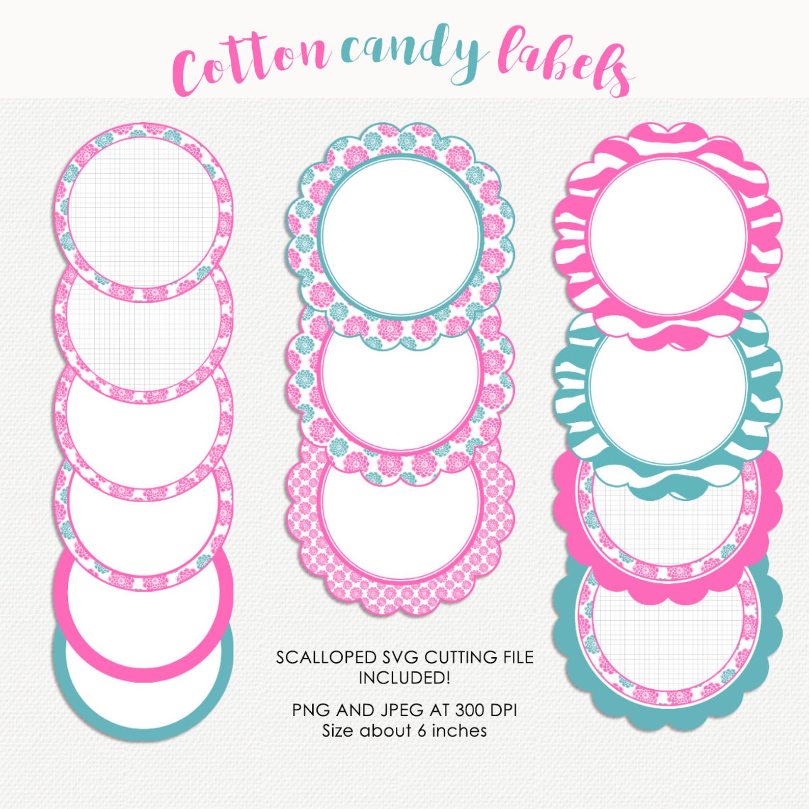 Printable Scalloped Labels in PNG Files Plus Scalloped SVG Cutting File ...