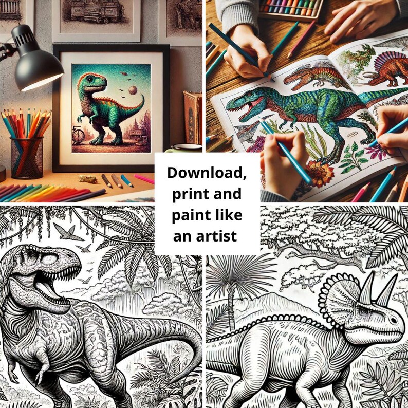 Dinosaur Coloring Dinosaur Illustrations for Adults and Children ...