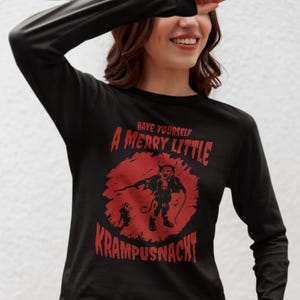 Merry Krampusnacht Long Sleeve Krampus Tee: Alternative Christmas Shirt
