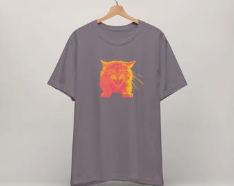 Angry Cat Graphic T-Shirt: Vibrant Unisex Tee, Cat Lover Gift