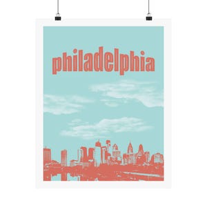 Philadelphia Skyline Matte Duotone Vertical Poster - Stylish City Decor, Wall Art for Home, Gift for Travelers, Unique Philadelphia Art