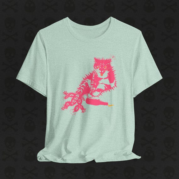 購入相手が確定している商品です。 サボテン猫の未確認生物Tシャツ：砂漠グラフィックTシャツ