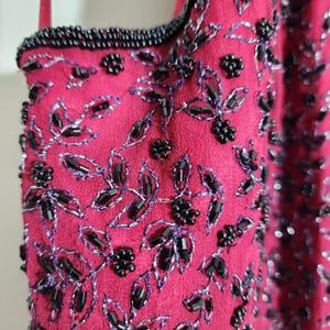 Top vintage in seta con collo alto e perline Adrianna Papell, taglia grande, da donna immagine 4