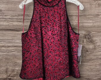 Vintage NWT Adrianna Papell high neck beaded silk halter top woman's size large