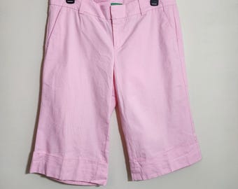 Pantalones capri vintage Lilly Pulitzer de pierna ancha en color rosa con corte Palm Beach para mujer, talla 8