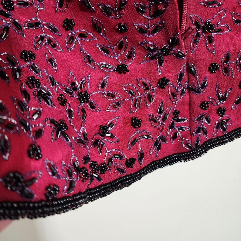 Top vintage in seta con collo alto e perline Adrianna Papell, taglia grande, da donna immagine 7