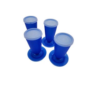 4 coupelles à dessert hautes vintage Tupperware #1985-5 tasses bleu parfait couvercles