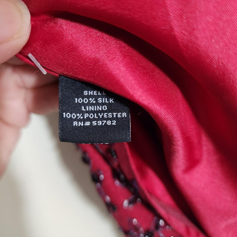 Top vintage in seta con collo alto e perline Adrianna Papell, taglia grande, da donna immagine 8