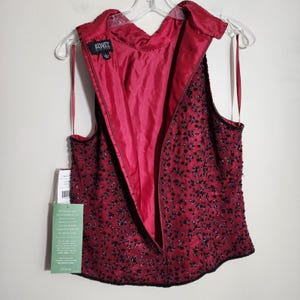 Top vintage in seta con collo alto e perline Adrianna Papell, taglia grande, da donna immagine 2