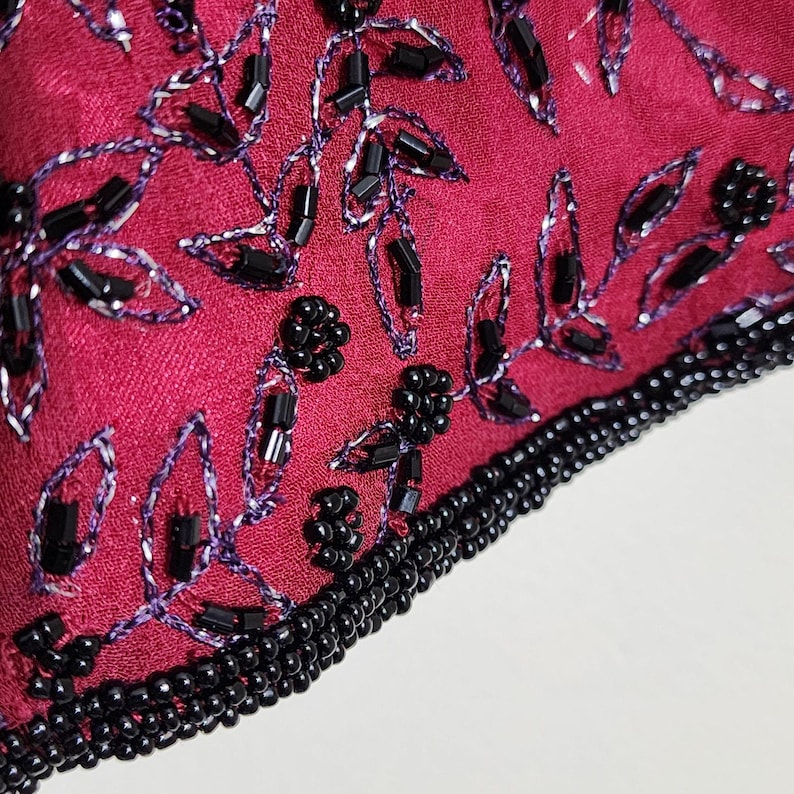 Top vintage in seta con collo alto e perline Adrianna Papell, taglia grande, da donna immagine 6