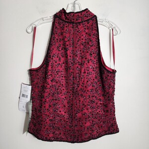 Top vintage in seta con collo alto e perline Adrianna Papell, taglia grande, da donna immagine 3