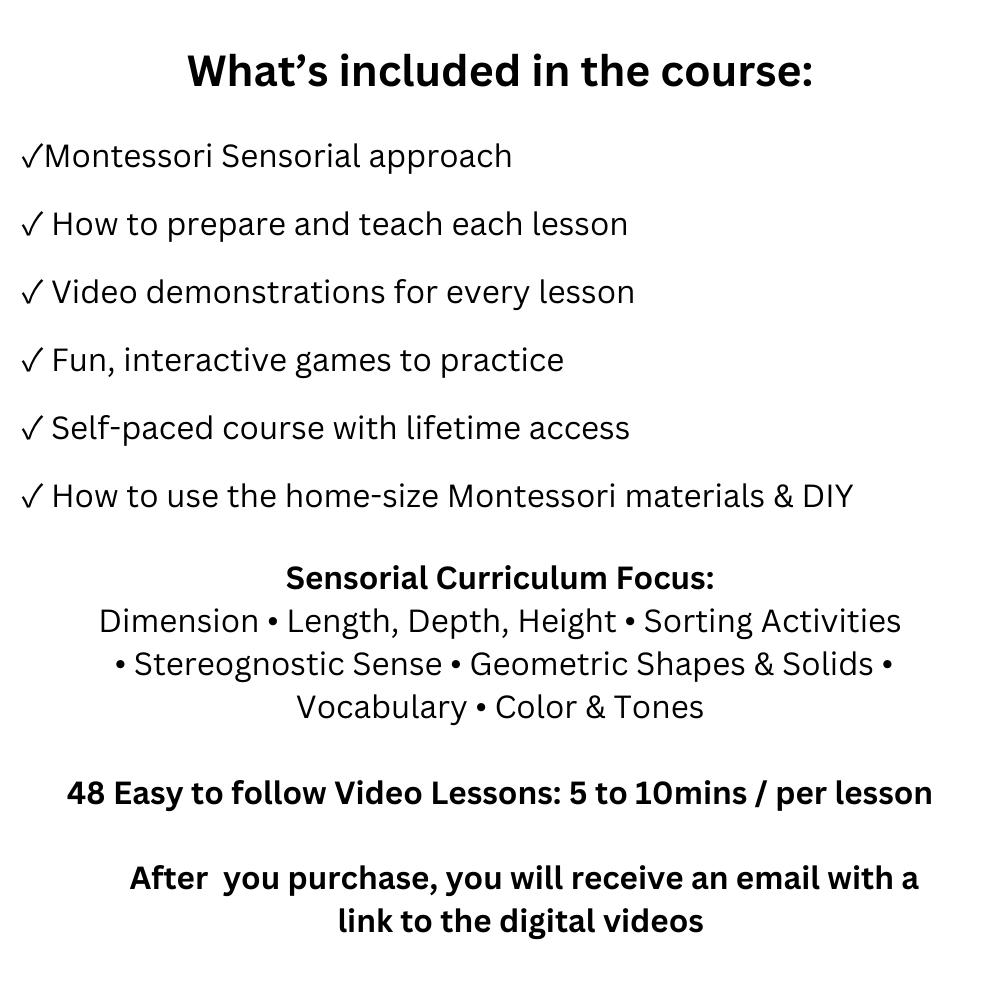 Montessori Preschool Sensorial Homeschooling Curriculum With Hands-on ...