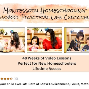 Montessori Preschool Practical Life Homeschooling Curriculum With Hands-On Lesson Video Plans - Instant Digital Download