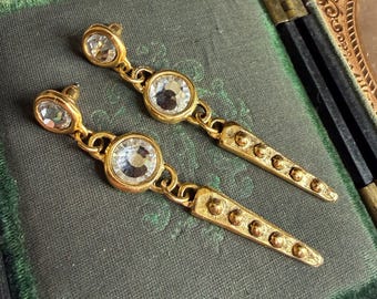 Gold Plated Crystal Spike Earrings Drops Dangles