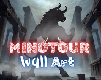 Arte mural imprimible de Minotauro Mítico - Descarga digital de mitología griega - Póster de Monstruo Fantástico