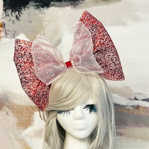 Bandeau des Fêtes de Noël | Noeud de canne en bonbon à la menthe poivrée | Noeud en tulle pailleté rouge | Bandeau Père Noël | Postiche collant | Chapeau de fête en chandail moche
