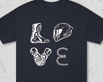 LOVE Moto Racing Mens Womens Unisex Heavyweight Tee T-Shirt | Motorcycle Sportbike Enthusiast apparel