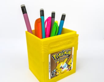 Custom Pokemon Game Boy Color Desk Organizer | Retro Pen Holder | Personalized Gamer Desk Decor