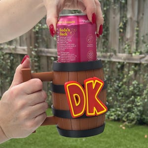 Donkey Kong Barrel Can Holder | Retro Gamer Drink Cozy | 3D Printed Geek Gift
