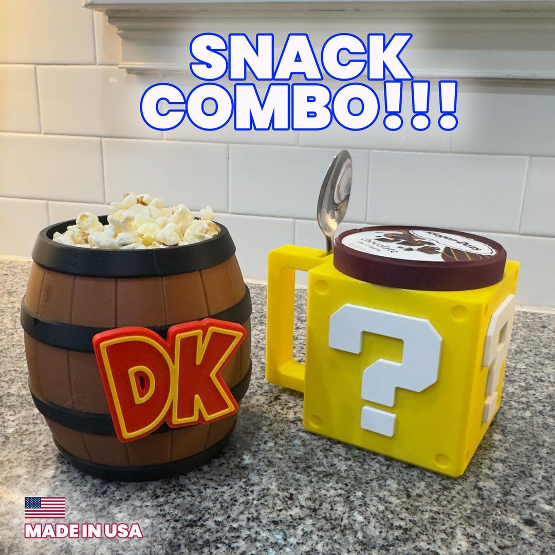 Nintendo Gift Set | Donkey Kong Snack Barrel and Mario Block Pint ...