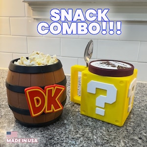 Nintendo Gift Set | Donkey Kong Snack Barrel and Mario Block Pint Holder