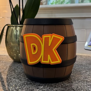 Donkey Kong Barrel | Retro Game Room Decor | 3D Printed DK Collectible
