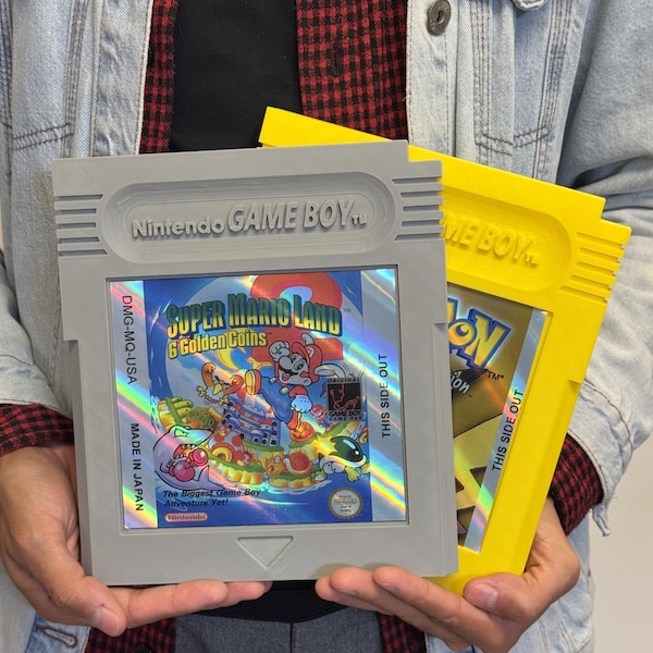 Cartucho gigante de Super Mario Land 2 GBC / Arte de pared retro con diseño holográfico