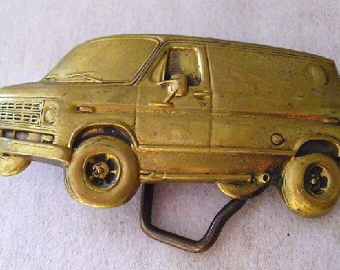 Solid Brass 70s Panel Van Belt Buckle 1978 Groovy Man Etsy