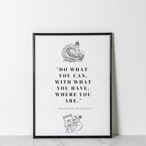 Printable Wall Art Prints, Theodore Roosevelt Quote, Home Decor, Inspirational Quotes, Motivational Poster, Downloadable Digital Download