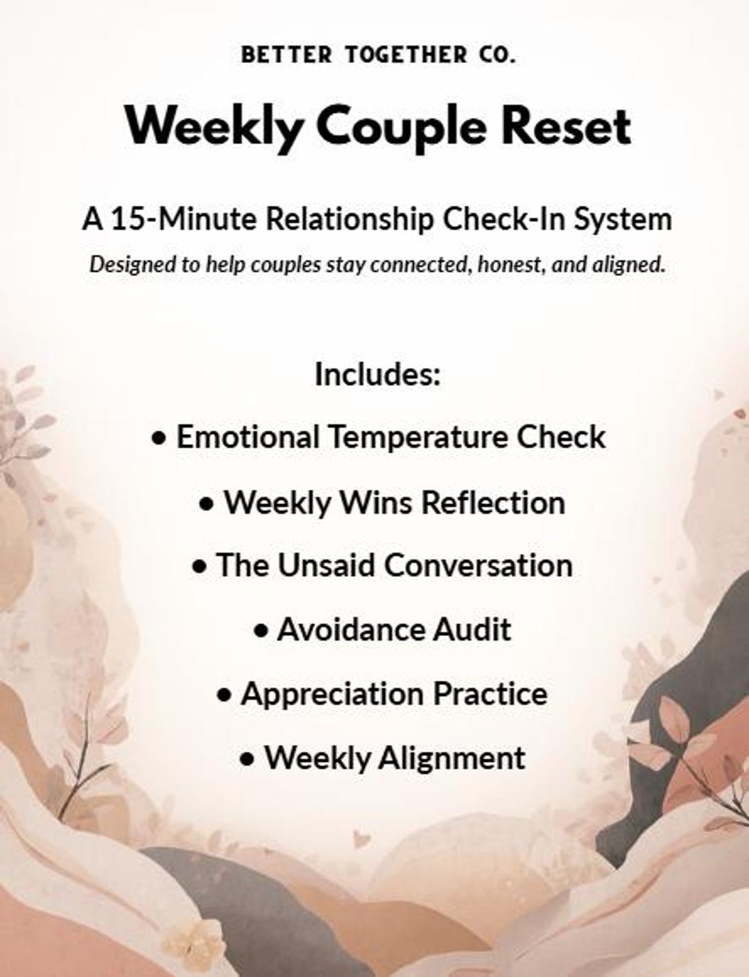 Weekly Couple Reset | 15-minute Relationship Check-in System (PDF) - Etsy