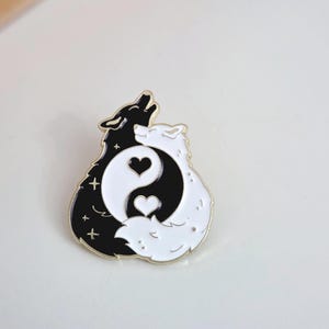 Yin Yang Wolf Enamel Pin - Celestial  Wolf Badge - Spiritual Collectibles - Spirit Animal Pin - Spiritual Gift for Nature Lovers